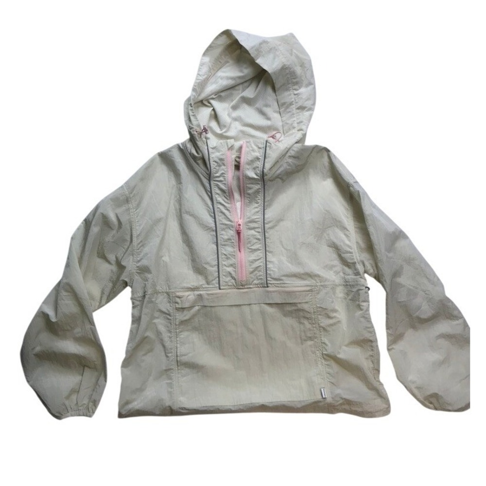 Fabletics Shimmer Hiking Jacket Lightweight Anorak Windbreaker Beige Size‎ L New